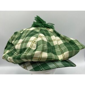 Elope Golf Hat Hidden Zipper Pocket Snap Brim Adjustable Checkered Green & White